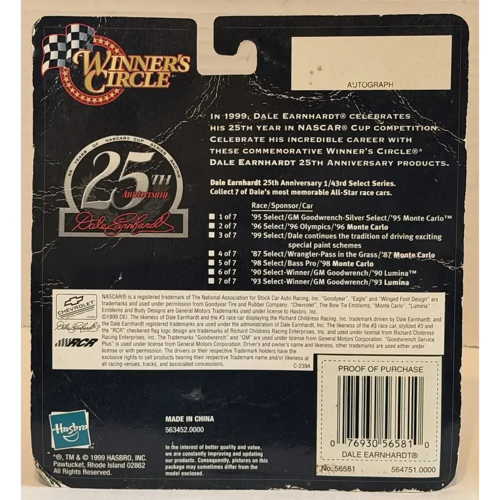 Winners Circle Select Series 25th 1999 Wrangler Monte Carlo #3 NOS FREE SHIPPING